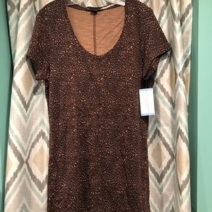 Sanctuary Brand New Womans Dress Scoop Neck Short Sleeve Large Brown Black Tan
